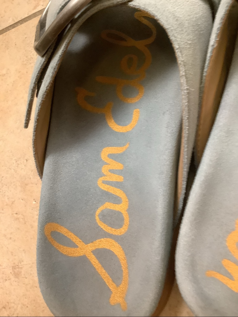 Sam Edelman blue suede comfort slides sandals, size 8 - Picture 3 of 6